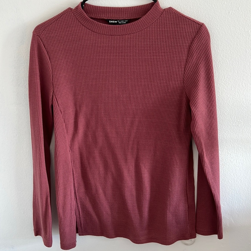 SHEIN waffle knit slit top